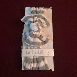 Baby bling headband grey stripe
